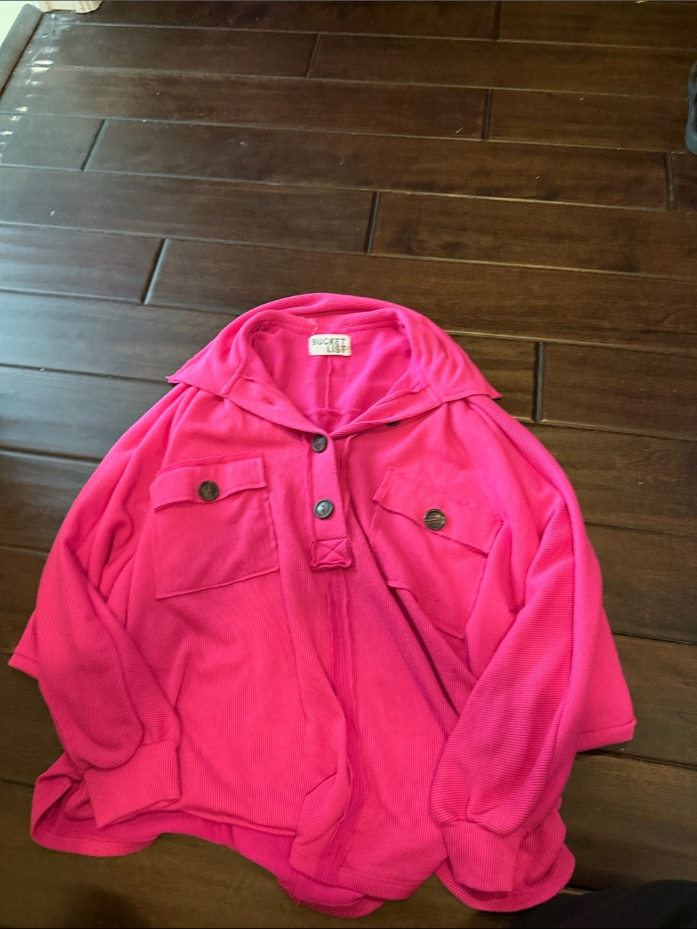 BUCKETLIST Women Bright Pink Hooded Button-Pocket Jacket